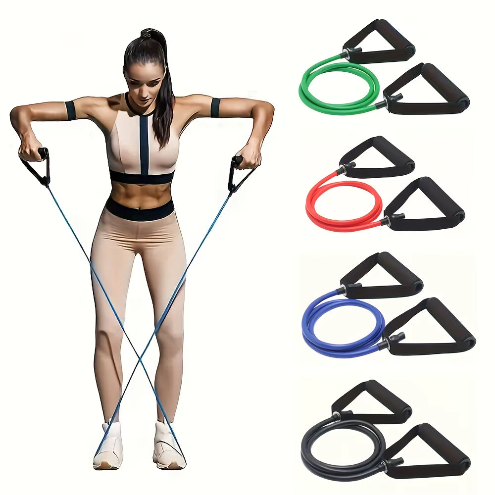 1Pc 4-Level Resistance Bands with Handles for Home Workouts and Strength Training - Perfect for Yoga, Pilates,And Fitness Equipm