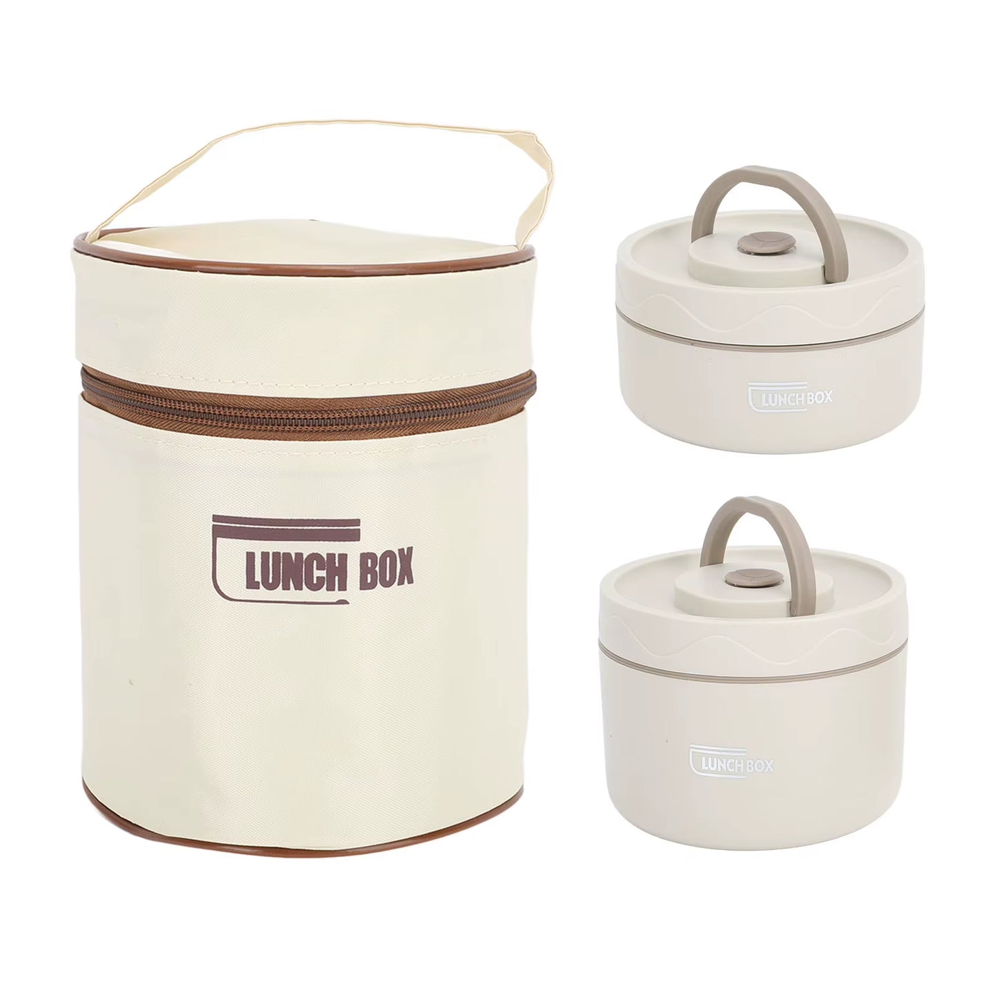 Insulated Lunch Container Box 304 Stainless Steel Sealed Multifunction Portable round Thermal Bento Box with Thermal Bag
