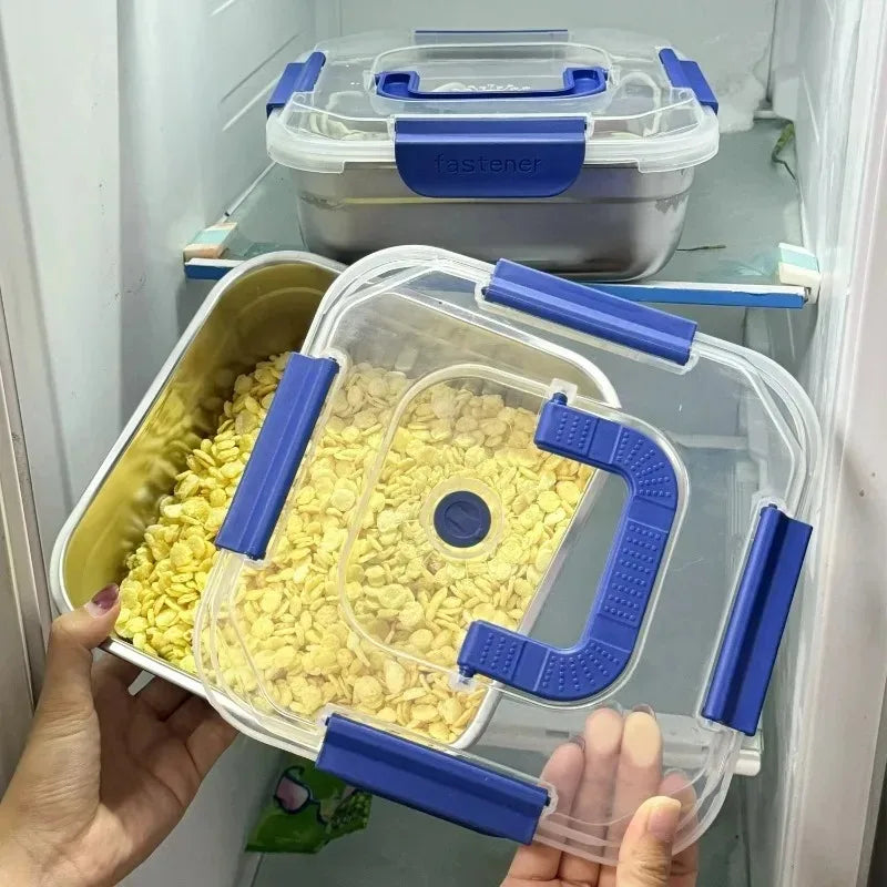 316Stainless Steel Salad Fruit Food Container Sealed Anti-Drip Large Capacity Lunch Box Camping Picnic Box for Fruit Salad Food