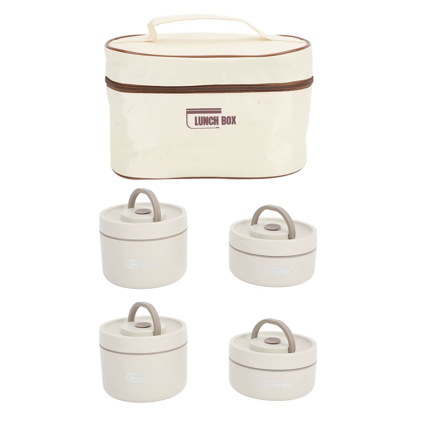 Insulated Lunch Container Box 304 Stainless Steel Sealed Multifunction Portable round Thermal Bento Box with Thermal Bag