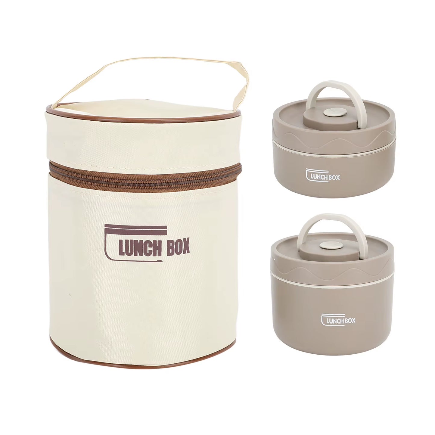 Insulated Lunch Container Box 304 Stainless Steel Sealed Multifunction Portable round Thermal Bento Box with Thermal Bag