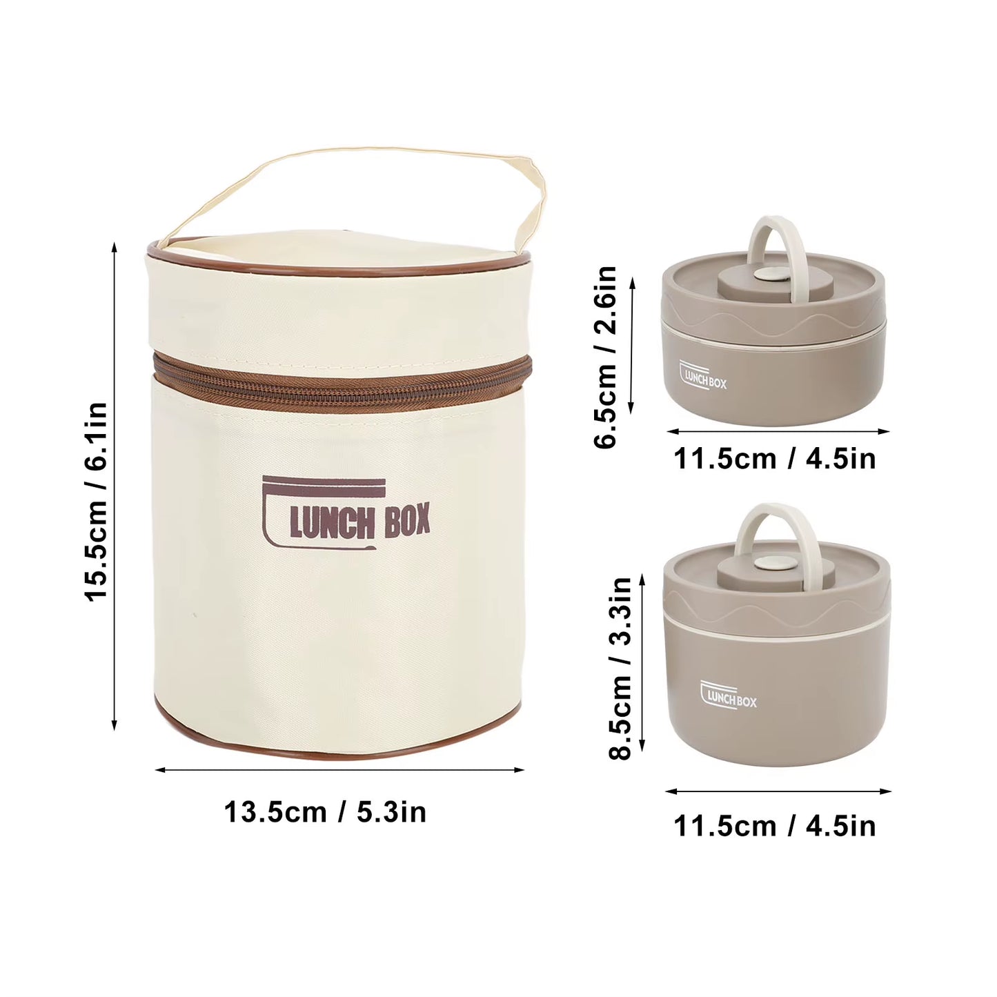 Insulated Lunch Container Box 304 Stainless Steel Sealed Multifunction Portable round Thermal Bento Box with Thermal Bag