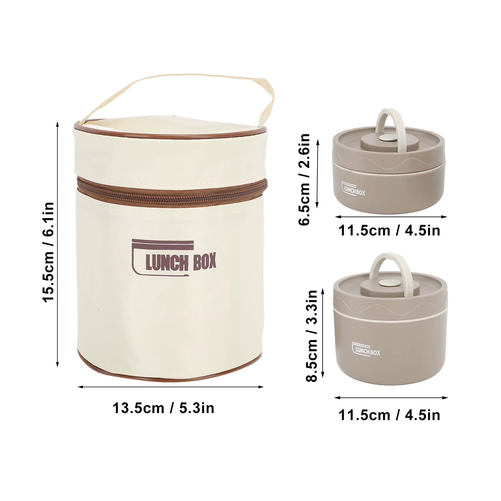 Insulated Lunch Container Box 304 Stainless Steel Sealed Multifunction Portable round Thermal Bento Box with Thermal Bag