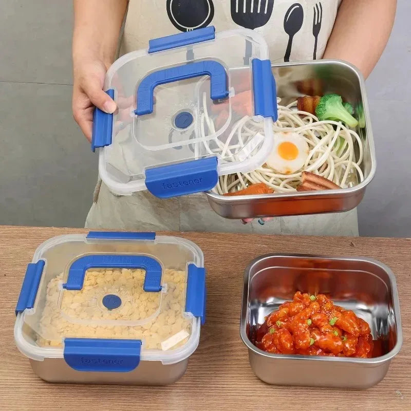 316Stainless Steel Salad Fruit Food Container Sealed Anti-Drip Large Capacity Lunch Box Camping Picnic Box for Fruit Salad Food