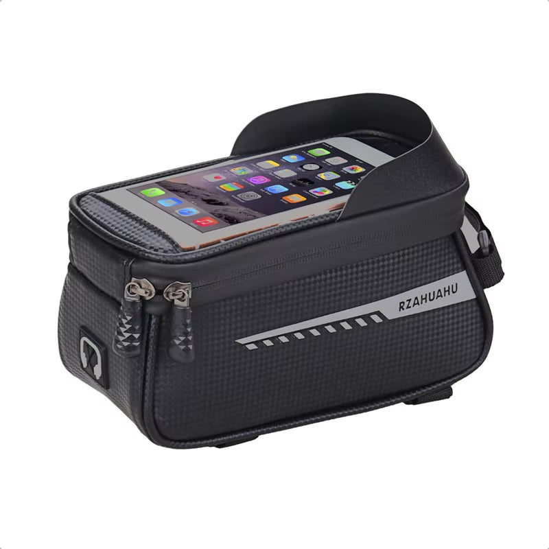 Bicycle Front Beam Bag Front Tube Cycling Bag Bicycle Waterproof Phone Case Holder Touchscreen Waterproof Saddle Bag Accessories