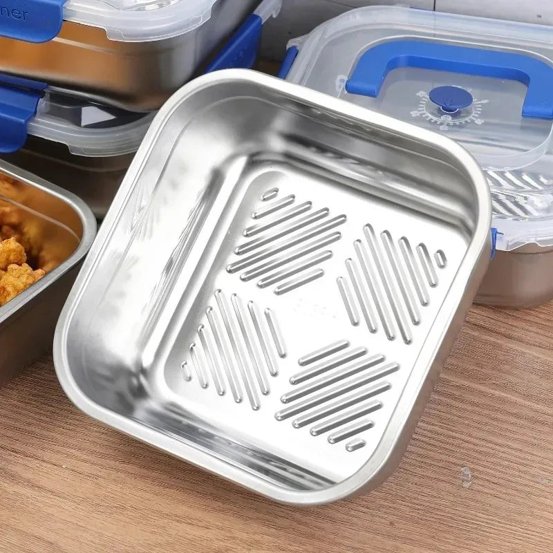316Stainless Steel Salad Fruit Food Container Sealed Anti-Drip Large Capacity Lunch Box Camping Picnic Box for Fruit Salad Food