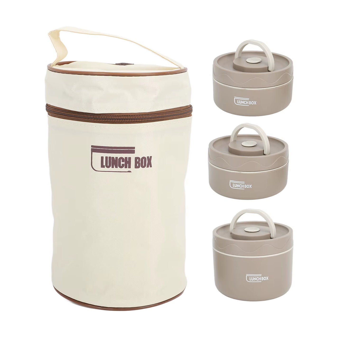 Insulated Lunch Container Box 304 Stainless Steel Sealed Multifunction Portable round Thermal Bento Box with Thermal Bag