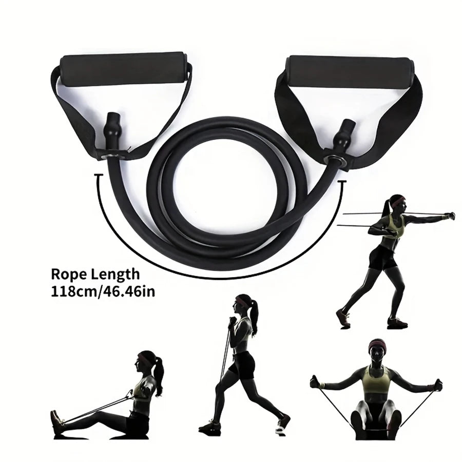 1Pc 4-Level Resistance Bands with Handles for Home Workouts and Strength Training - Perfect for Yoga, Pilates,And Fitness Equipm